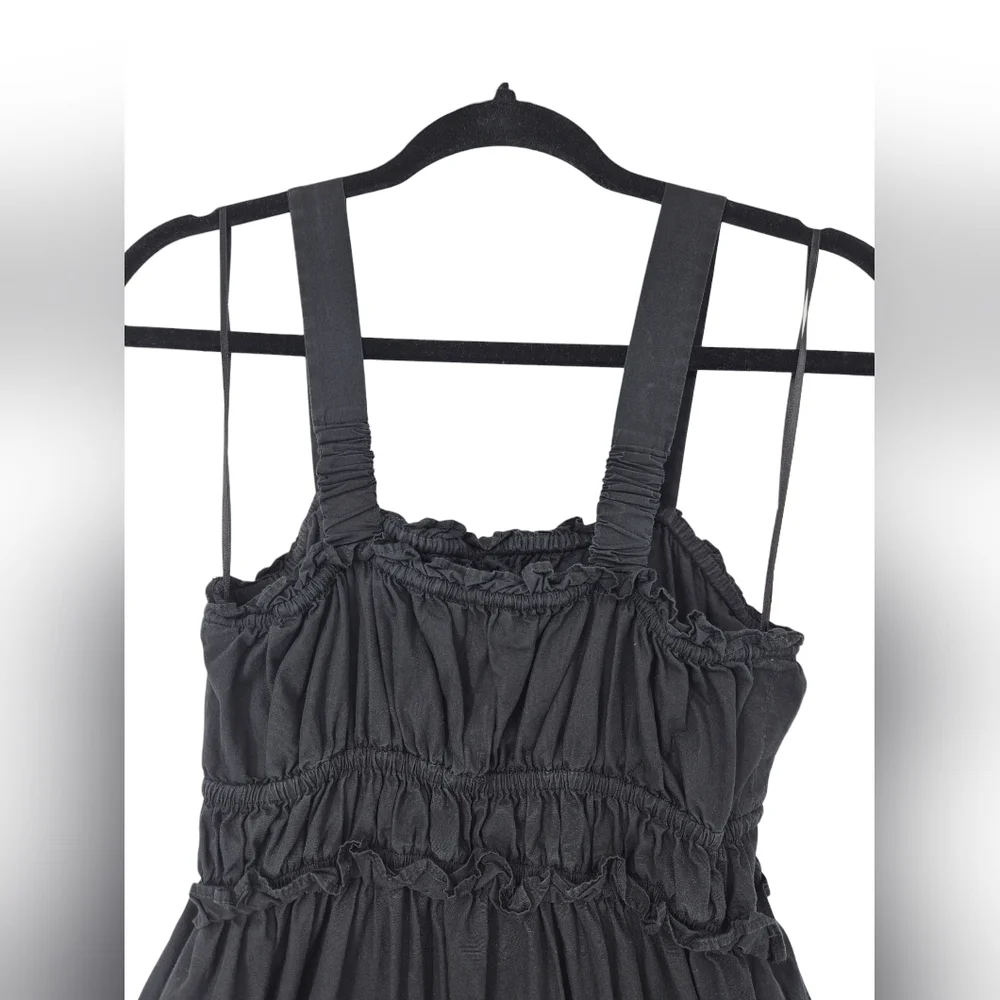 J. Crew Sevilla Cotton Tiered Summer Dress| Black, Whimsi Goth, Natural Fiber - Picture 3 of 7